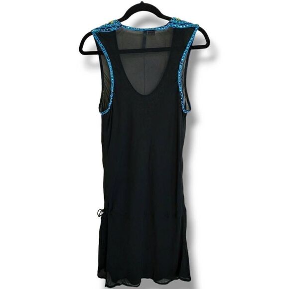 Graham‎ Kandiah Womens Dress Sz Small Black Silk Beaded Hip Drawstring - Picture 2 of 9